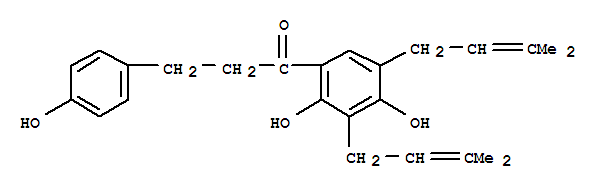 Structure of 1-propanone, 1-[2,4-dihydroxy-3,5-bis(3-methyl-2-buten-1-yl)phenyl]-3-(4-hydroxyphenyl)-