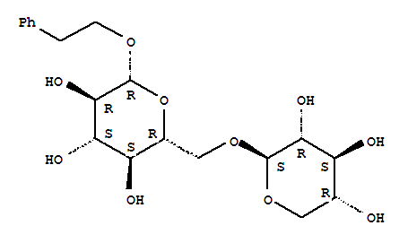 Structure of phenethyl alcohol xylopyranosyl-(1-6)-glucopyranoside