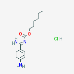 Structure of hexyl amino(4-aminophenyl)methylenecarbamate hydrochloride