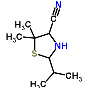 5,5-dimethyl-2-(1-methylethyl)-1,3-thiazolidine-4-carbonitrile结构式