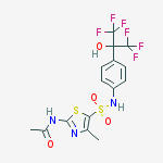 N-(5-{[4-(1,1,1,3,3,3-hexafluoro-2-hydroxy-2-propanyl)phenyl]sulf Amoyl}-4-methyl-1,3-thiazol-2-yl)acetamide结构式