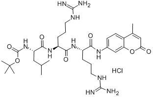 Structure of BOC-LEU-ARG-ARG-AMC HCL
