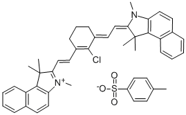 2-[2-[2-氯-3-[2-(1,3-二氢-1,1,3-三甲基-2H-苯并[E]吲哚-2-亚基)亚乙基]-1-环己烯-1-基]乙烯基]-1,1,3-三甲基-1H-苯并[E]吲哚 4-甲基苯磺酸盐(1:1)结构式