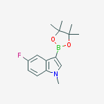 Structure of 5-fluoro-1-methyl-3-(4,4,5,5-tetramethyl-1,3,2-dioxaborolan-2-yl)indole