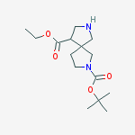 2-o-tert-butyl 9-o-ethyl 2,7-diazaspiro[4.4]nonane-2,9-dicarboxylate结构式