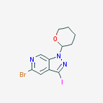 5-Bromo-3-iodo-1-(tetrahydro-2H-pyran-2-yl)-1H-pyrazolo[3,4-c]pyridine结构式