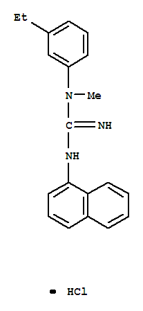 Structure of Guanidine,N-(3-ethylphenyl)-N-methyl-N'-1-naphthalenyl-, hydrochloride (1:1)