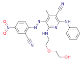 5-[(2-cyano-4-nitrophenyl)diazenyl]-6-[[2-(2- hydroxyethoxy)ethyl]amino]-4-methyl-2- (phenylamino)-3-pyridine carbonitrile  ( Disperse Red 1042B )