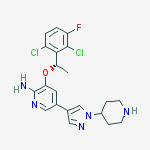 Structure of 2-Pyridinamine, 3-[(1S)-1-(2,6-dichloro-3-fluorophenyl)ethoxy]-5-[1-(4-piperidinyl)-1H-pyrazol-4-yl]-