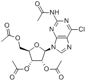 2-ACETAMIDO-6-CHLORO-9-(2,3,5-TRI-O-ACETYL-BETA-D-RIBOFURANOSYL)PURINE结构式