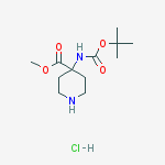 4-N-BOC-哌啶-4-甲酸甲酯盐酸盐结构式