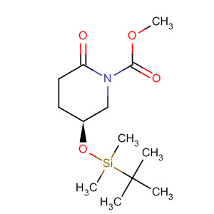 Structure of 1-Piperidinecarboxylic acid,5-[[(1,1-dimethylethyl)dimethylsilyl]oxy]-2-oxo-, methyl ester, (S)-
