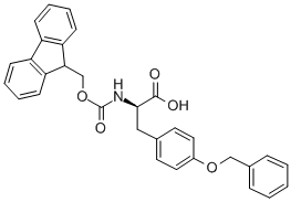 N-[(9H-芴-9-基甲氧基)羰基]-O-(苯基甲基)-D-酪氨酸结构式