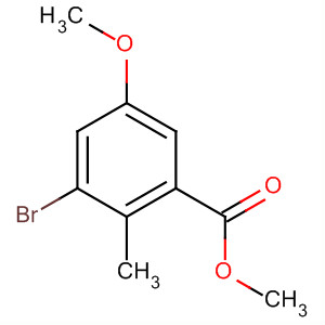 Structure of Benzoic acid, 3-bromo-5-methoxy-2-methyl-, methyl ester
