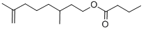 Structure of butanoicacid,3,7-dimethyl-7-octenylester