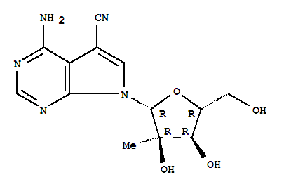 4-Amino-7-(2-C-methyl-beta-D-ribofuranosyl)-7H-pyrrolo[2,3-d]pyrimidine-5-carbonitrile结构式