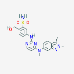 Structure of 5-[[4-[(2,3-dimethylindazol-6-yl)-methylamino]pyrimidin-2-yl]amino]-2-(hydroxymethyl)benzenesulfonamide