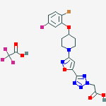 Structure of 2-[5-[3-[4-(2-bromo-5-fluorophenoxy)piperidin-1-yl]-1,2-oxazol-5-yl]tetrazol-2-yl]acetic Acid; 2,2,2-trifluoroacetic Acid