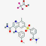 6-[3-(dimethylcarbamoyl)phenyl]sulfonyl-4-(3-methoxyanilino)-8-methylquinoline-3-carboxamide;2,2,2-trifluoroacetic Acid结构式