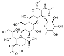 Structure of [Methyl O-[5-AcetaMido-3,5-dideoxy-D-glycero-α-D-galacto-2-nonulopyranosylonic Acid)-2-α-3-O-β-D-galactopyranosyl]-1-b-4-O-[(α-L-fucopyranosyl)-1-α-3]-2-acetaMido-2-deoxy-β-D-glucopyranoside]