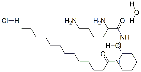 Structure of (S)-2,6-Diamino-N-[(1-(1-oxotridecyl)-2-piperidinyl)methyl]hexanamide  hydrate  dihydrochloride
