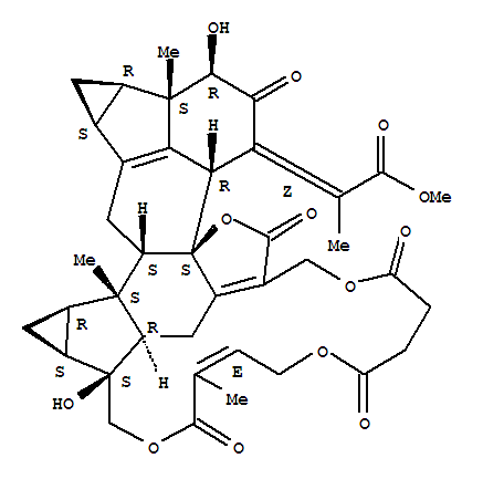 Structure of Propanoicacid, 2-(3,3a,3b,4,4a,5,5a,6,6a,7,7a,8,9,11,14,16,17,18,19,24b-eicosahydro-3,8-dihydroxy-3a,6,12-trimethyl-2,11,16,19,23-pentaoxo-23H-6,8,24a,22-[1]propanyliden[3]ylidyne-21H,24aH-cyclopropa[r]cycloprop[1,2]acenaphtho[4,5-u][1,5,10,15]tetraoxacyc