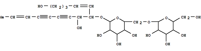 Structure of 2-Hydroxy-1-(5-hydroxy-1-pentenyl)-7-nonene-3,5-diynyl 6-O-hexopyranosylhexopyranoside