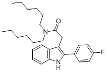 N,N-二己基-2-(4-氟苯)吲哚-3-乙酰胺结构式