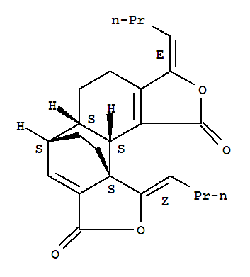 Structure of 1H-5,10c-Ethanonaphtho[1,2-c:7,8-c']difuran-3,10-dione,1,8-dibutylidene-5,5a,6,7,8,10b-hexahydro-, [5S-(1Z,5a,5aa,8E,10ba,10ca)]-
