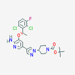 Structure of (S)-tert-Butyl 4-(4-(6-amino-5-(1-(2,6-dichloro-3-fluorophenyl)ethoxy)pyridin-3-yl)-1H-pyrazol-1-yl)piperidine-1-carboxylate