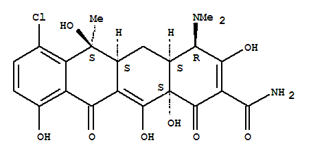 Structure of (1R,4aS,11S,11aS,12aS)-3-[amino(hydroxy)methylidene]-10-chloro-4a,6,7,11-tetrahydroxy-N,N,11-trimethyl-2,4,5-trioxo-1,2,3,4,4a,5,11,11a,12,12a-decahydrotetracen-1-aminium