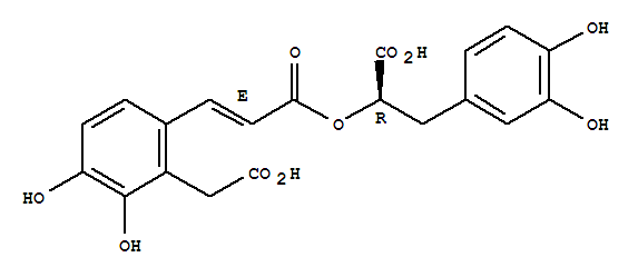 Structure of Benzenepropanoic acid, a-[[(2E)-3-[2-(carboxymethyl)-3,4-dihydroxyphenyl]-1-oxo-2-propen-1-yl]oxy]-3,4-dihydroxy-,(aR)-