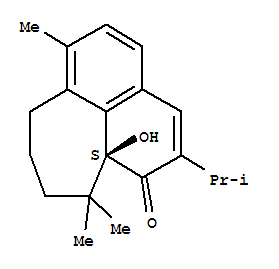 Structure of Cyclohepta[de]naphthalen-1(7H)-one,8,9,10,10a-tetrahydro-10a-hydroxy-6,10,10-trimethyl-2-(1-methylethyl)-, (S)-