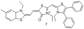 Structure of 5-(3-ETHYL-5-METHYLBENZTHIAZOLIN-2-YLIDEN)-DIMETHIN-4,5-DIPHENYL-3-ETHYLTHIAZOLO-ETHYL-4-OXATHIAZOLIDINO-MONOMETHINCYANIN-IODIDE