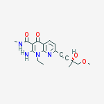 Structure of 1,​8-​Naphthyridine-​3-​carboxamide, 2-​amino-​1-​ethyl-​1,​4-​dihydro-​7-​[(3R)​-​3-​hydroxy-​4-​methoxy-​3-​methyl-​1-​butyn-​1-​yl]​-​N-​methyl-​4-​oxo-