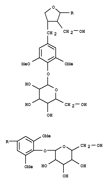 b-D-Glucopyranoside, 4-[4-[[4-(b-D-glucopyranosyloxy)-3,5-dimethoxyphenyl]methyl]tetrahydro-3-(hydroxymethyl)-2-furanyl]-2,6-dimethoxyphenyl,[2S-(2a,3b,4b)]-结构式