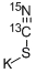 Structure of POTASSIUM THIOCYANATE-13C-15N