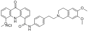 Structure of 4-Acridinecarboxamide,N-[4-[2-(3,4-dihydro-6,7-dimethoxy-2(1H)-isoquinolinyl)ethyl]phenyl]-9,10-dihydro-5-methoxy-9-oxo-,hydrochloride (1:1)