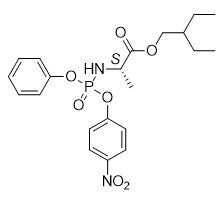 Structure of 2-ethylbutyl ((4-nitrophenoxy)(phenoxy)phosphoryl)-L-alaninate