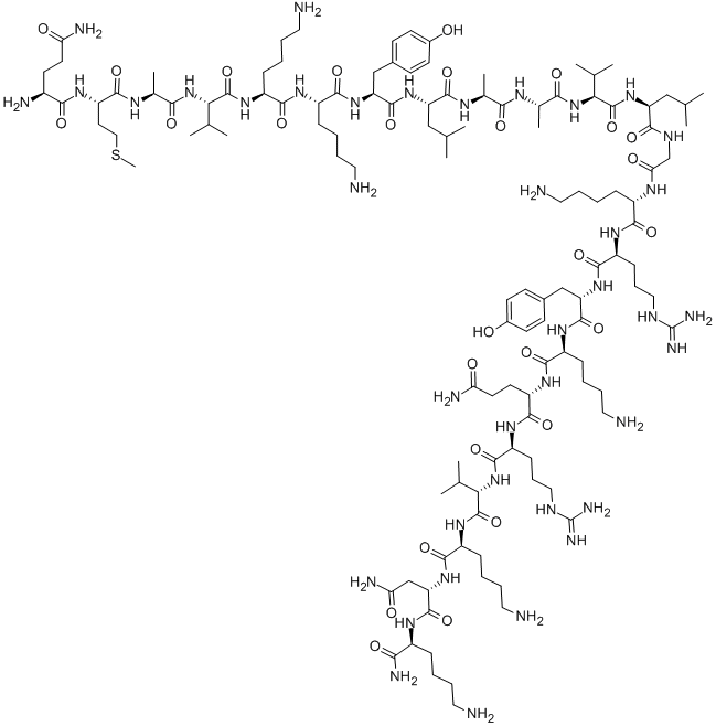 Structure of H-GLN-MET-ALA-VAL-LYS-LYS-TYR-LEU-ALA-ALA-VAL-LEU-GLY-LYS-ARG-TYR-LYS-GLN-ARG-VAL-LYS-ASN-LYS-NH2