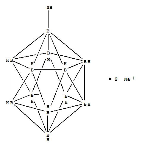 Structure of Dodecaborate(2-),1,2,3,4,5,6,7,8,9,10,11-undecahydro-12-mercapto-, sodium (1:2)