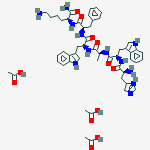 Structure of Acetic Acid;(2s)-6-amino-2-[[(2r)-2-[[(2s)-2-[[(2s)-2-[[(2r)-2-[[(2s)-2-amino-3-(1h-imidazol-5-yl)propanoyl]amino]-3-(1h-indol-3-yl)propanoyl]amino]propanoyl]amino]-3-(1h-indol-3-yl)propanoyl]amino]-3-phenylpropanoyl]amino]hexanamide
