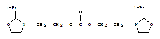 Structure of 3-Oxazolidineethanol, 2-(1-methylethyl)-, carbonate (2:1) (ester)