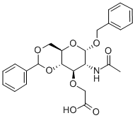 Benzyl2-acetamido-4,6-O-benzylidene-3-O-(carboxymethyl)-2-deoxy-a-D-glucopyranoside结构式