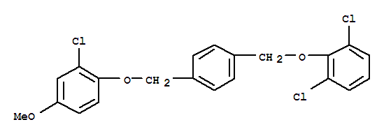 Structure of 1,3-Dichloro-2-({4-[(2-chloro-4-methoxyphenoxy)methyl]benzyl}oxy)benzene