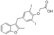 2,6-DIIODO-4-[(2-METHYLBENZOFURAN-3-YL)METHYL]-PHENOXYACETIC ACID结构式