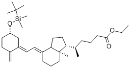 Structure of 5-(4-{2-[5-(tert-Butyl-dimethyl-silanyloxy)-2-methylene-cyclohexylidene]-ethylidene}-7a-methyl-octahydro-inden-1-yl)-hexanoic acid ethyl ester