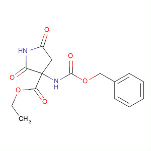 Structure of 3-Pyrrolidinecarboxylic acid,2,5-dioxo-3-[[(phenylmethoxy)carbonyl]amino]-, ethyl ester