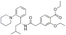Structure of (R)-2-Ethoxy-4-[2-[[3-methyl-1-[2-(1-piperidinyl)phenyl]butyl]amino]-2-oxoethyl]benzoic acid ethyl ester