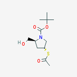 Structure of (2S,4R)-tert-butyl 4-(acetylthio)-2-(hydroxymethyl)pyrrolidine-1-carboxylate
